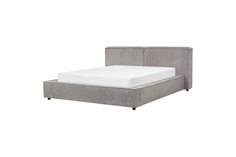 Seng med lamelramme Linards, Grå/Polyester, 160x200 cm
