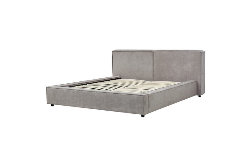 Seng med lamelramme Linards - Grå/Polyester, 160x200 cm - Møbler - Senge - Sengeramme & sengestel