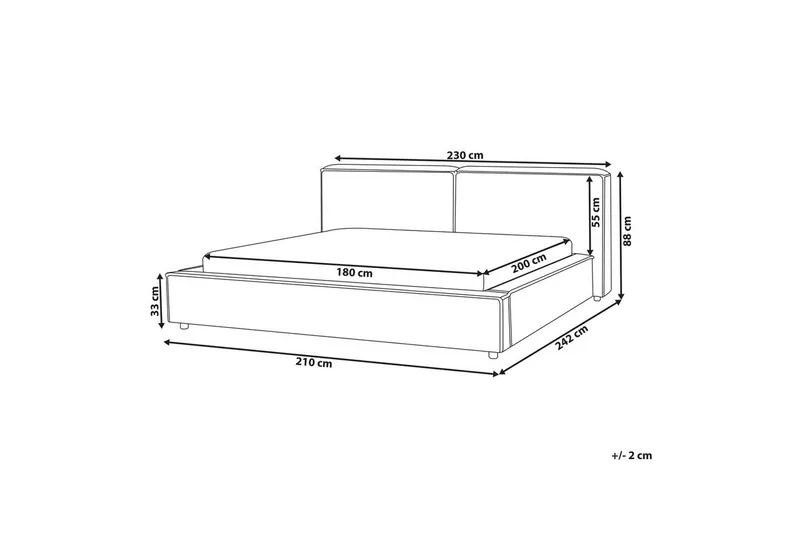 Seng med lamelramme Linards - Grå/Polyester, 180x200 cm - Møbler - Senge - Sengeramme & sengestel