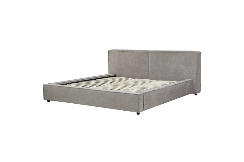 Seng med lamelramme Linards - Grå/Polyester, 180x200 cm - Møbler - Senge - Sengeramme & sengestel