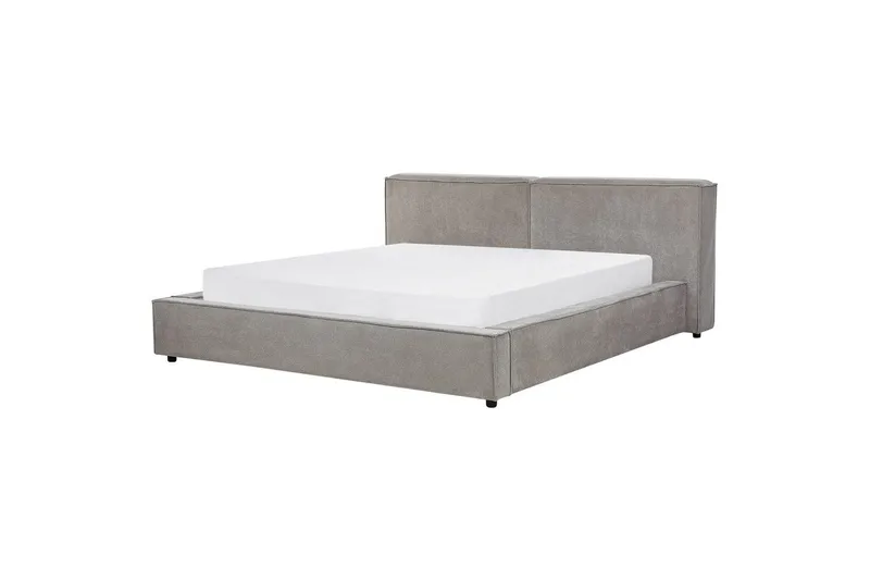 Seng med lamelramme Linards, Grå/Polyester, 180x200 cm