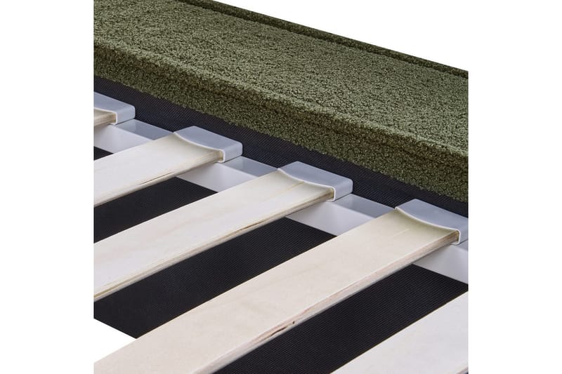 Seng med lamelramme Linards - Grøn/Bouclé, 160x200 cm - Møbler - Senge - Sengeramme & sengestel