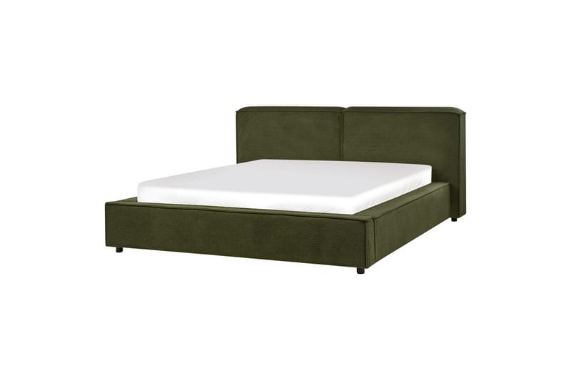 Seng med lamelramme Linards - Grøn/Bouclé, 160x200 cm - Møbler - Senge - Sengeramme & sengestel