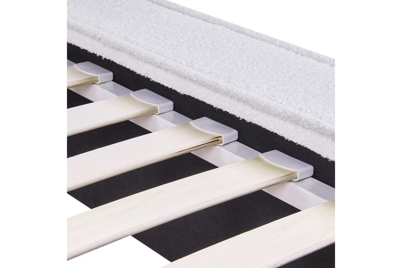 Seng med lamelramme Linards - Hvid/Bouclé, 160x200 cm - Møbler - Senge - Sengeramme & sengestel