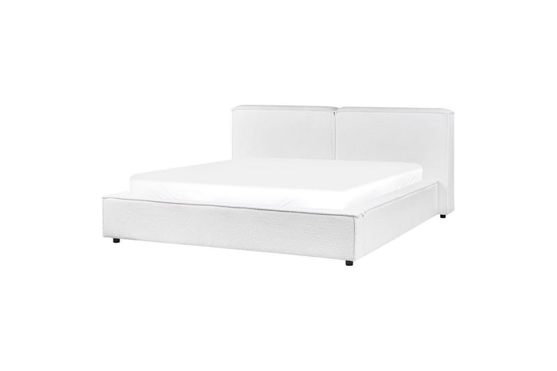 Seng med lamelramme Linards - Hvid/Bouclé, 160x200 cm - Møbler - Senge - Sengeramme & sengestel