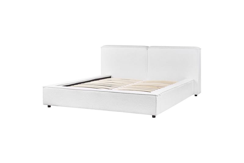 Seng med lamelramme Linards - Hvid/Bouclé, 160x200 cm - Møbler - Senge - Sengeramme & sengestel