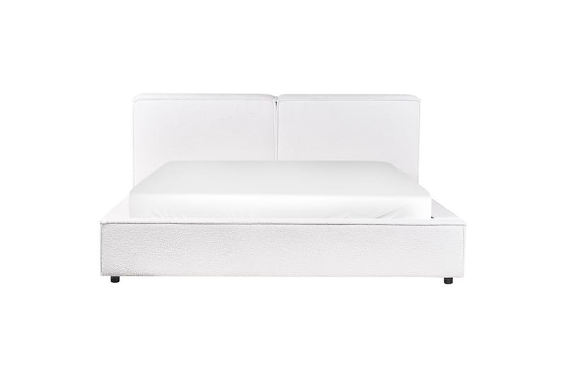 Seng med lamelramme Linards - Hvid/Bouclé, 160x200 cm - Møbler - Senge - Sengeramme & sengestel