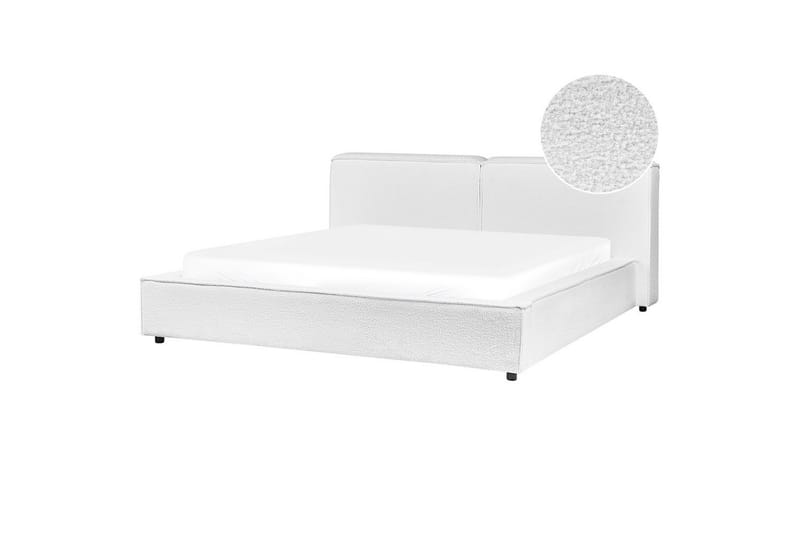 Seng med lamelramme Linards - Hvid/Bouclé, 180x200 cm - Møbler - Senge - Sengeramme & sengestel