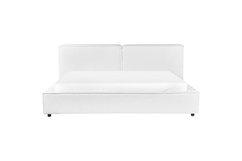 Seng med lamelramme Linards - Hvid/Bouclé, 180x200 cm - Møbler - Senge - Sengeramme & sengestel