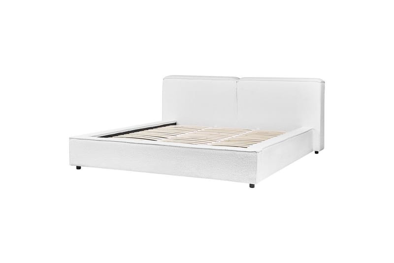 Seng med lamelramme Linards - Hvid/Bouclé, 180x200 cm - Møbler - Senge - Sengeramme & sengestel
