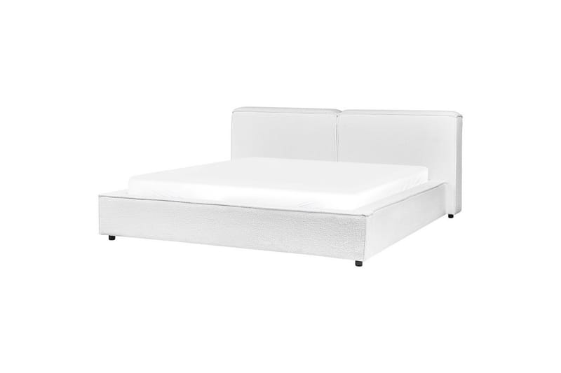 Seng med lamelramme Linards - Hvid/Bouclé, 180x200 cm - Møbler - Senge - Sengeramme & sengestel