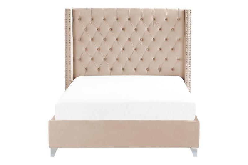 Seng med lamelramme Lubbon - Beige, Sølv, Beige, sølv, 140x200 cm - Møbler - Senge - Sengeramme & sengestel