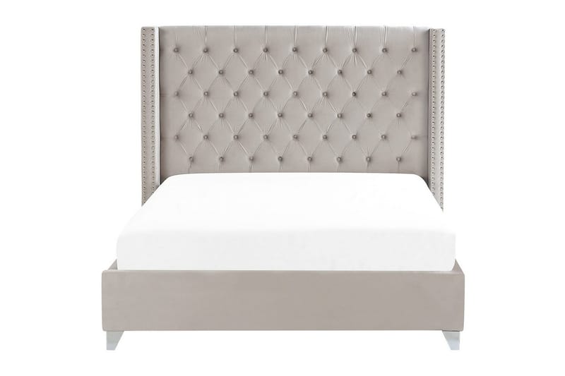 Seng med lamelramme Lubbon - Lys grå, sølv, Lys grå, Sølv, Lysegrå, Sølv, 180x200 cm - Møbler - Senge - Sengeramme & sengestel