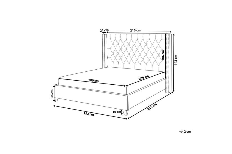 Seng med lamelramme Lubbon - Lys grå, sølv, Lys grå, Sølv, Lysegrå, Sølv, 180x200 cm - Møbler - Senge - Sengeramme & sengestel