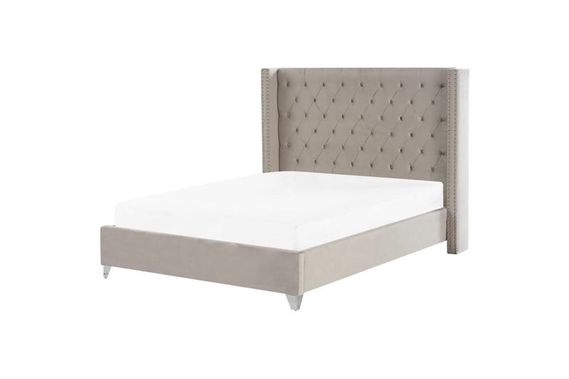 Seng med lamelramme Lubbon - Lys grå, sølv, Lys grå, Sølv, Lysegrå, Sølv, 180x200 cm - Møbler - Senge - Sengeramme & sengestel