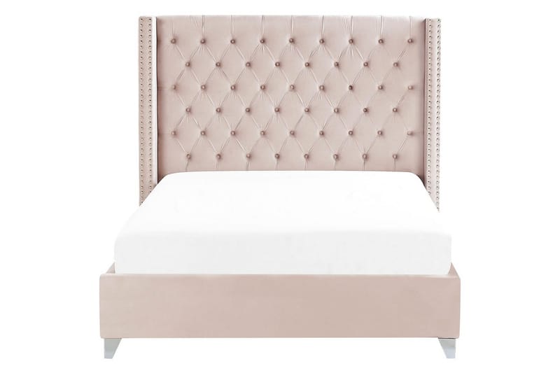 Seng med lamelramme Lubbon - Rosa, Sølv, Rosa, sølv, 160x200 cm - Møbler - Senge - Sengeramme & sengestel