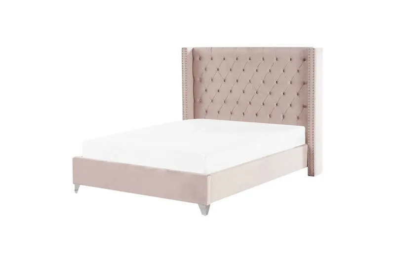 Seng med lamelramme Lubbon, Rosa, Sølv, Rosa, sølv, 160x200 cm