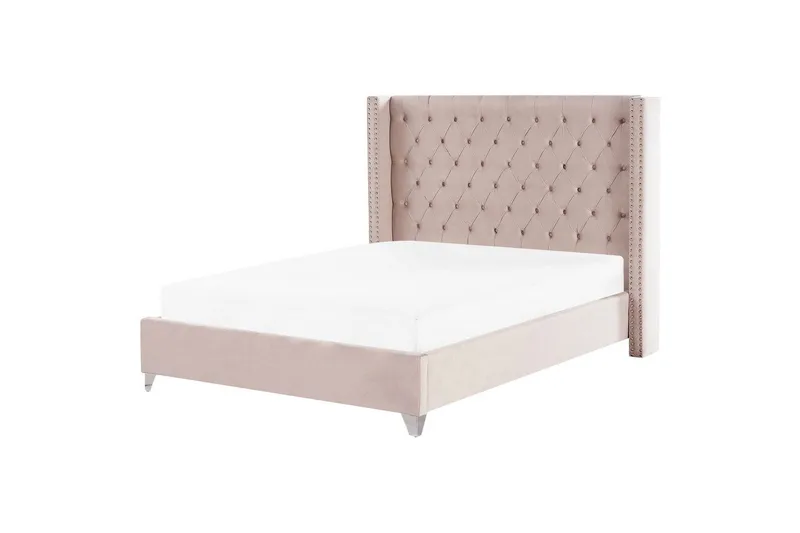 Seng med lamelramme Lubbon - Rosa, Sølv, Rosa, sølv, 180x200 cm - Møbler - Senge - Sengeramme & sengestel