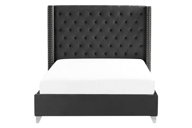 Seng med lamelramme Lubbon - Sort, Sølv, 160x200 cm - Møbler - Senge - Sengeramme & sengestel