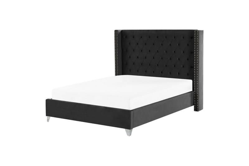 Seng med lamelramme Lubbon - Sort, Sølv, 160x200 cm - Møbler - Senge - Sengeramme & sengestel