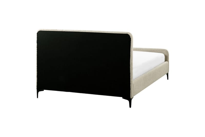 Seng med lamelramme Lunan - Beige, sort/Bouclé, 140x200 cm - Møbler - Senge - Sengeramme & sengestel