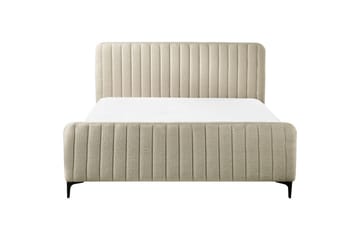 Seng med lamelramme Lunan - Beige, sort/Bouclé, 160x200 cm - Møbler - Senge - Sengeramme & sengestel