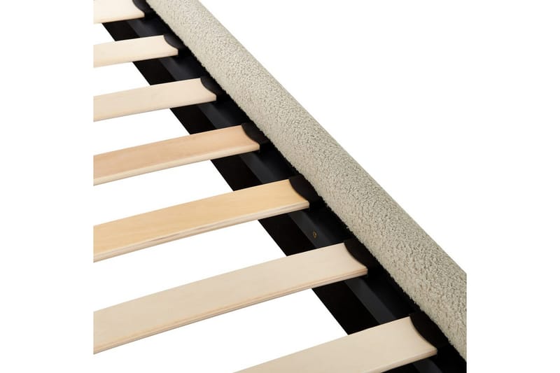 Seng med lamelramme Lunan - Beige, sort/Bouclé, 160x200 cm - Møbler - Senge - Sengeramme & sengestel