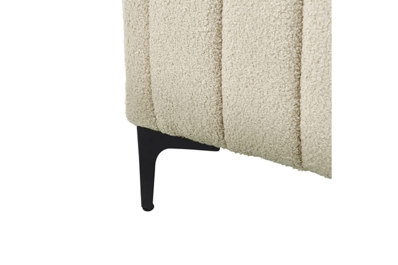 Seng med lamelramme Lunan - Beige, sort/Bouclé, 160x200 cm - Møbler - Senge - Sengeramme & sengestel