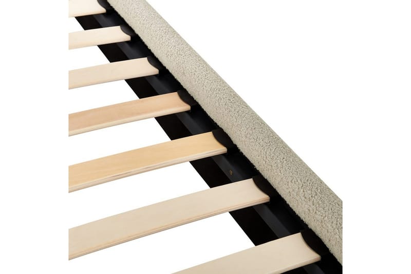 Seng med lamelramme Lunan - Beige, sort/Bouclé, 160x200 cm - Møbler - Senge - Sengeramme & sengestel