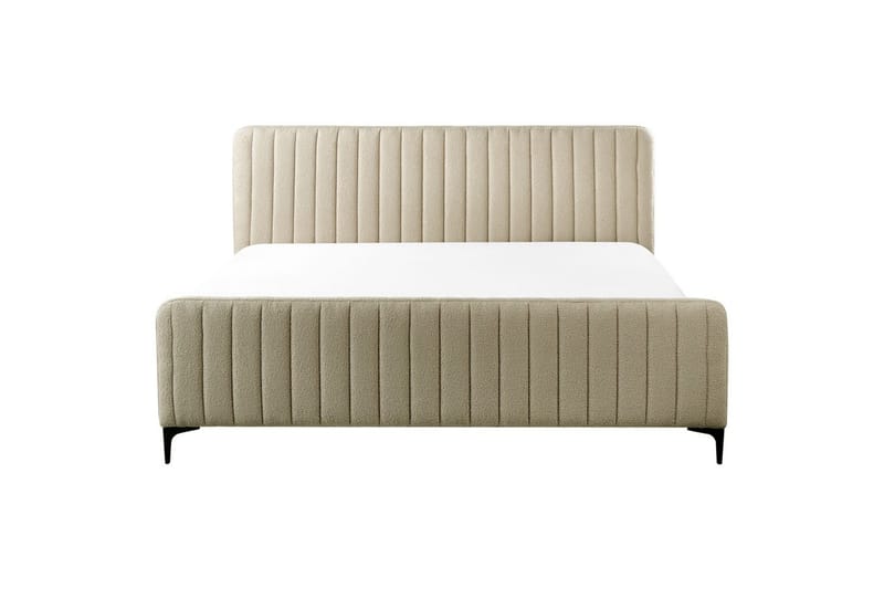 Seng med lamelramme Lunan - Beige, sort/Bouclé, 180x200 cm - Møbler - Senge - Sengeramme & sengestel