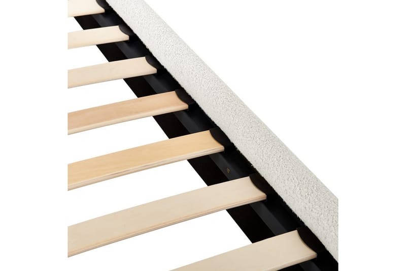 Seng med lamelramme Lunan - Hvid, Sort/Bouclé, 140x200 cm - Møbler - Senge - Sengeramme & sengestel