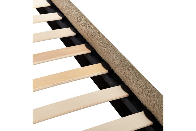 Seng med lamelramme Lunan - Taupe, sort/Bouclé, 140x200 cm - Møbler - Senge - Sengeramme & sengestel