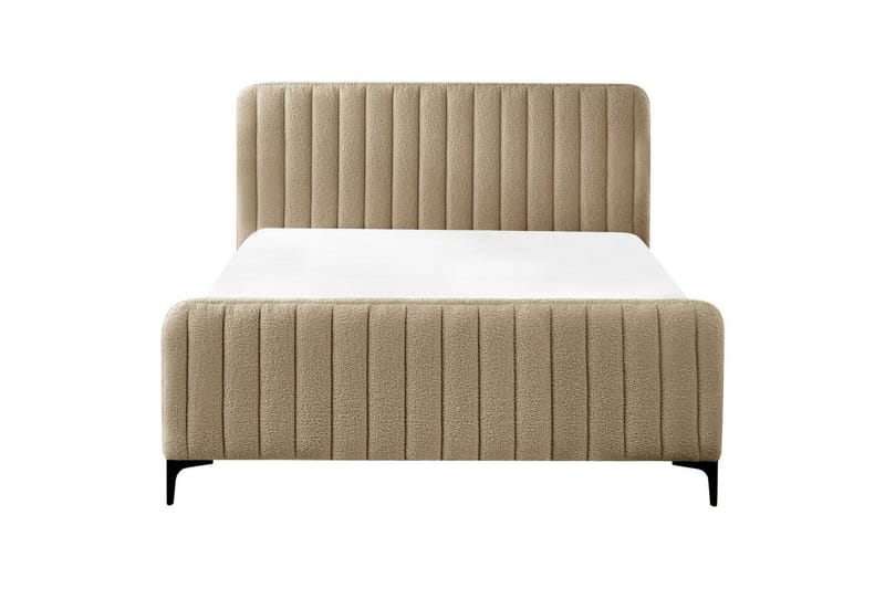 Seng med lamelramme Lunan - Taupe, sort/Bouclé, 140x200 cm - Møbler - Senge - Sengeramme & sengestel