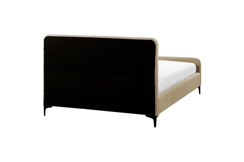 Seng med lamelramme Lunan - Taupe, sort/Bouclé, 140x200 cm - Møbler - Senge - Sengeramme & sengestel