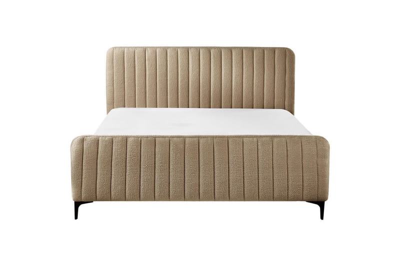 Seng med lamelramme Lunan - Taupe, sort/Bouclé, 160x200 cm - Møbler - Senge - Sengeramme & sengestel