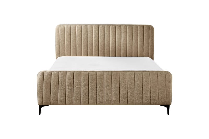 Seng med lamelramme Lunan - Taupe, sort/Bouclé, 160x200 cm - Møbler - Senge - Sengeramme & sengestel