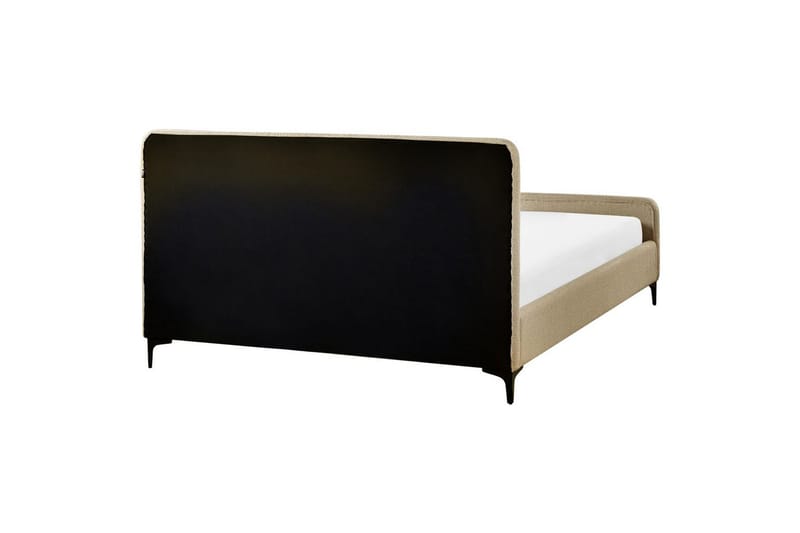 Seng med lamelramme Lunan - Taupe, sort/Bouclé, 160x200 cm - Møbler - Senge - Sengeramme & sengestel
