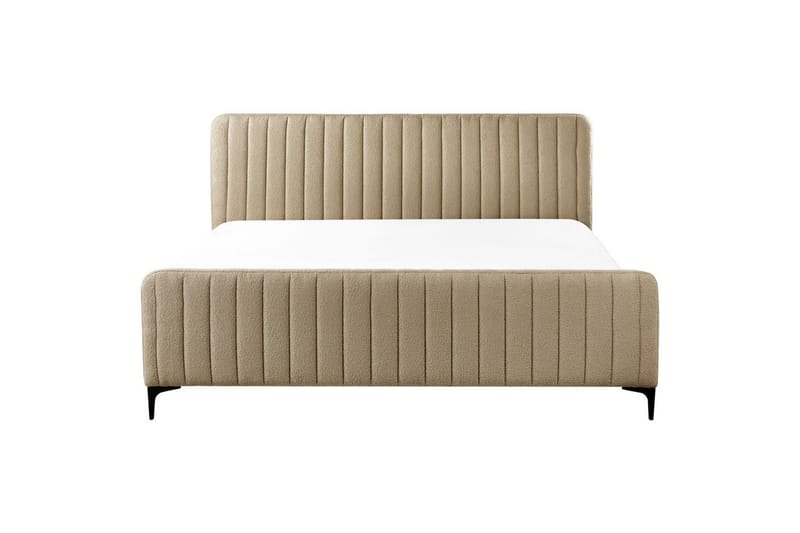 Seng med lamelramme Lunan - Taupe, sort/Bouclé, 180x200 cm - Møbler - Senge - Sengeramme & sengestel