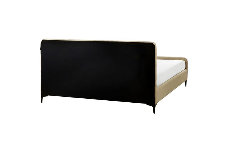 Seng med lamelramme Lunan - Taupe, sort/Bouclé, 180x200 cm - Møbler - Senge - Sengeramme & sengestel