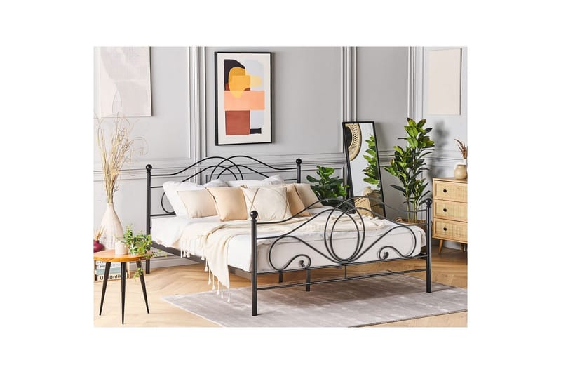 Seng med lamelramme Lyra - Sort - Møbler - Senge - Sengeramme & sengestel