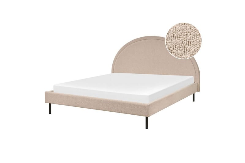 Seng med lamelramme Margut - Beige/Bouclé, Beige/bouclé, 160x200 cm - Møbler - Senge - Sengeramme & sengestel