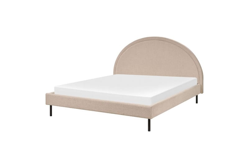 Seng med lamelramme Margut, Beige/Bouclé, Beige/bouclé, 160x200 cm