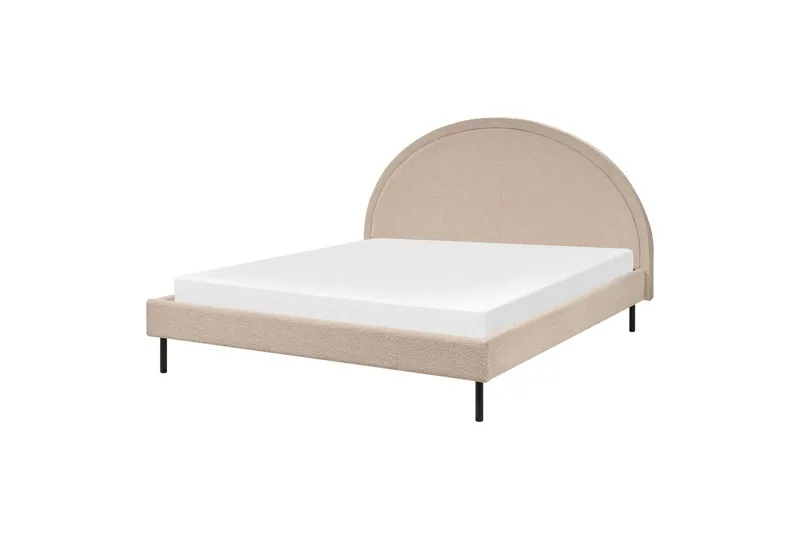 Seng med lamelramme Margut - Beige/Bouclé, Beige/bouclé, 160x200 cm - Møbler - Senge - Sengeramme & sengestel