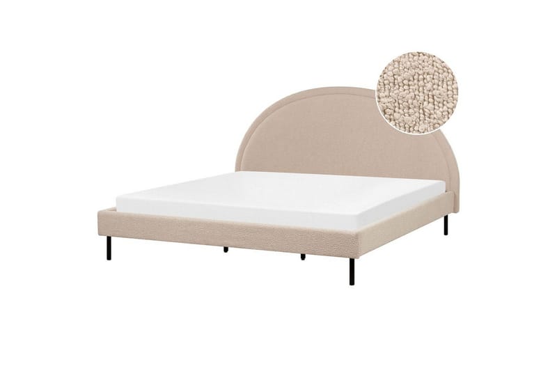 Seng med lamelramme Margut - Beige/Bouclé, Beige/bouclé, 180x200 cm - Møbler - Senge - Sengeramme & sengestel