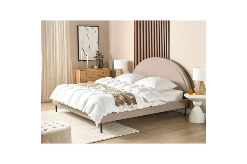 Seng med lamelramme Margut - Beige/Bouclé, Beige/bouclé, 180x200 cm - Møbler - Senge - Sengeramme & sengestel