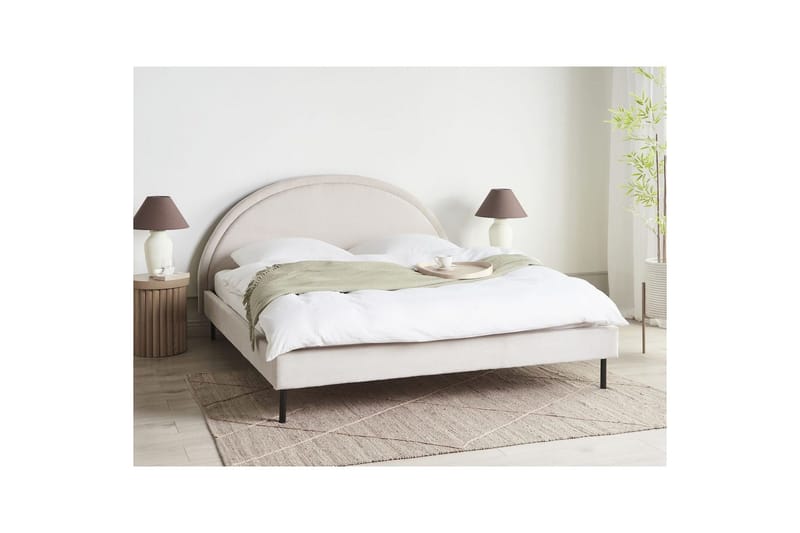 Seng med lamelramme Margut - Beige/Polyester, Beige/polyester, 180x200 cm - Møbler - Senge - Sengeramme & sengestel
