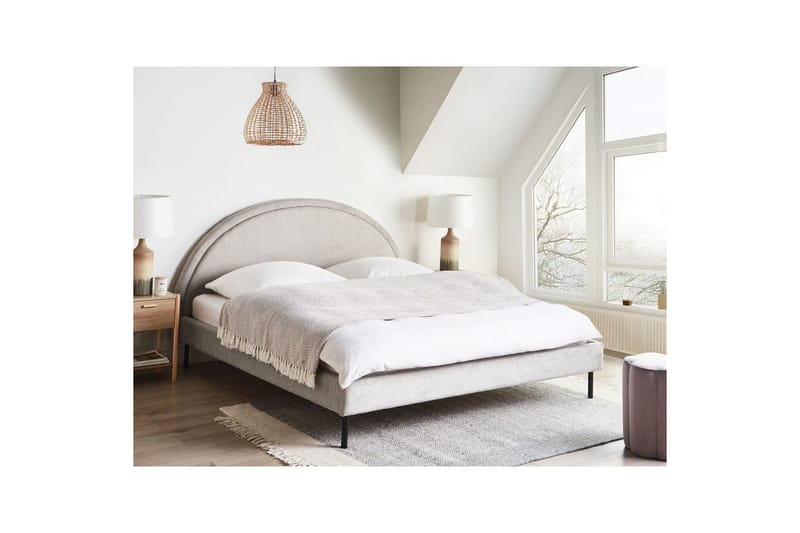 Seng med lamelramme Margut - Grå/Polyester, 180x200 cm - Møbler - Senge - Sengeramme & sengestel