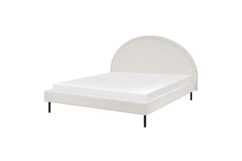 Seng med lamelramme Margut - Hvid/Bouclé, 160x200 cm - Møbler - Senge - Sengeramme & sengestel