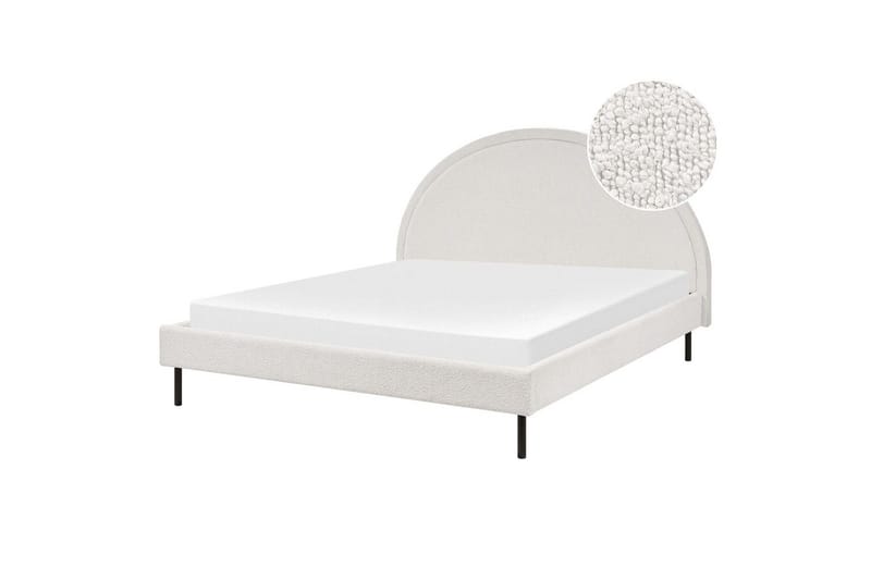 Seng med lamelramme Margut - Hvid/Bouclé, 160x200 cm - Møbler - Senge - Sengeramme & sengestel