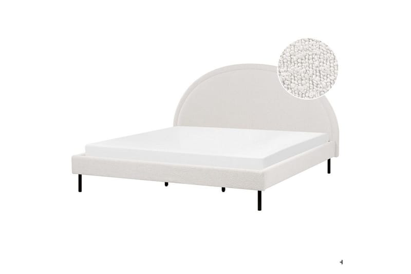 Seng med lamelramme Margut - Hvid/Bouclé, 180x200 cm - Møbler - Senge - Sengeramme & sengestel